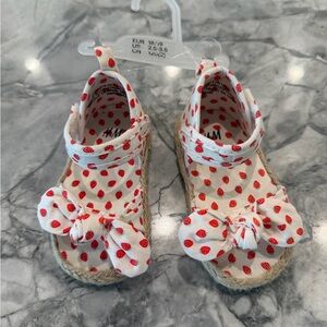 H&M Kids White Sandals with Red Strawberry Pattern